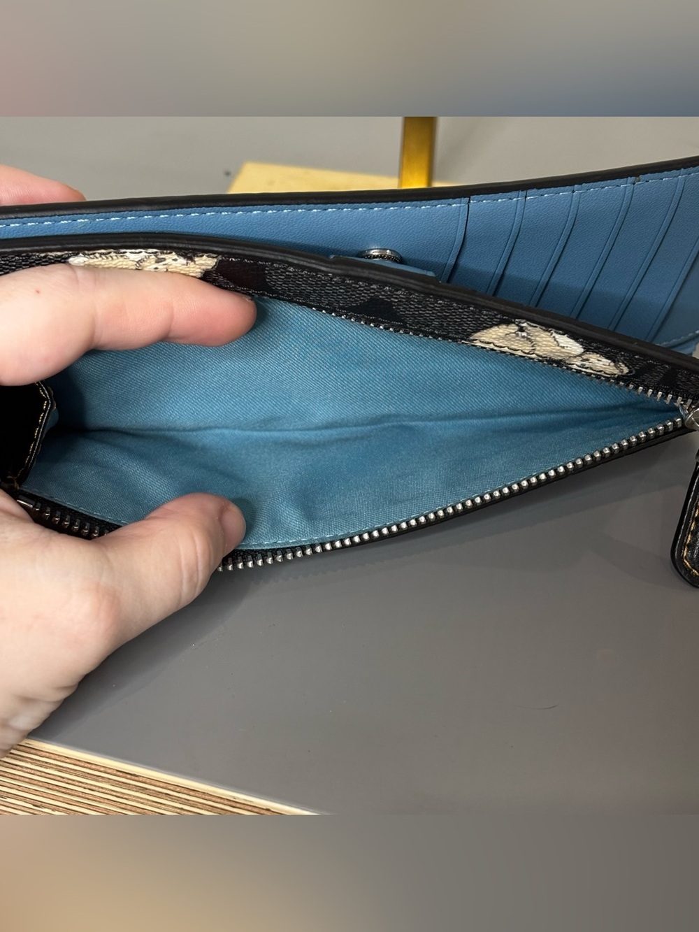 Coach Slim Wallet in Signature Canvas with Happy Dog Print - Picture 5 of 6